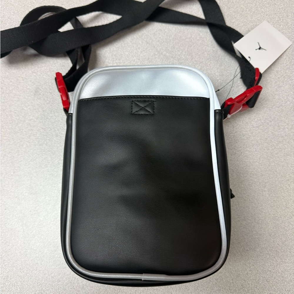 Jordan Cross Body Festival Bag- Silver and Black Belt Bag with Red Accents - Picture 2 of 4